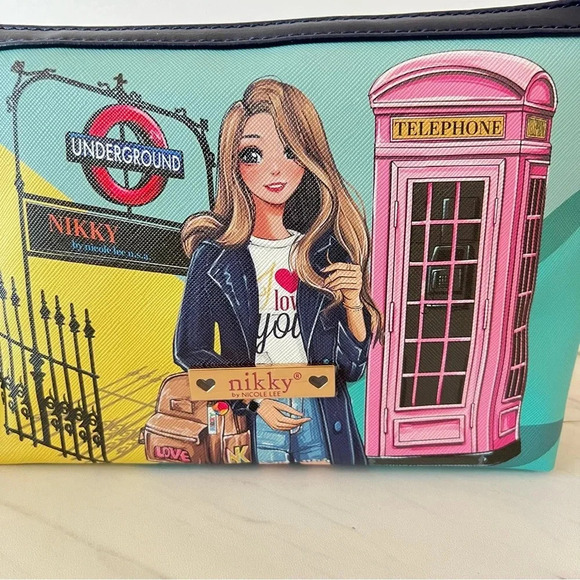 Nikky By Nicole Lee Cosmetic Pouch Bag Miss Your Call Teal - Picture 2 of 6